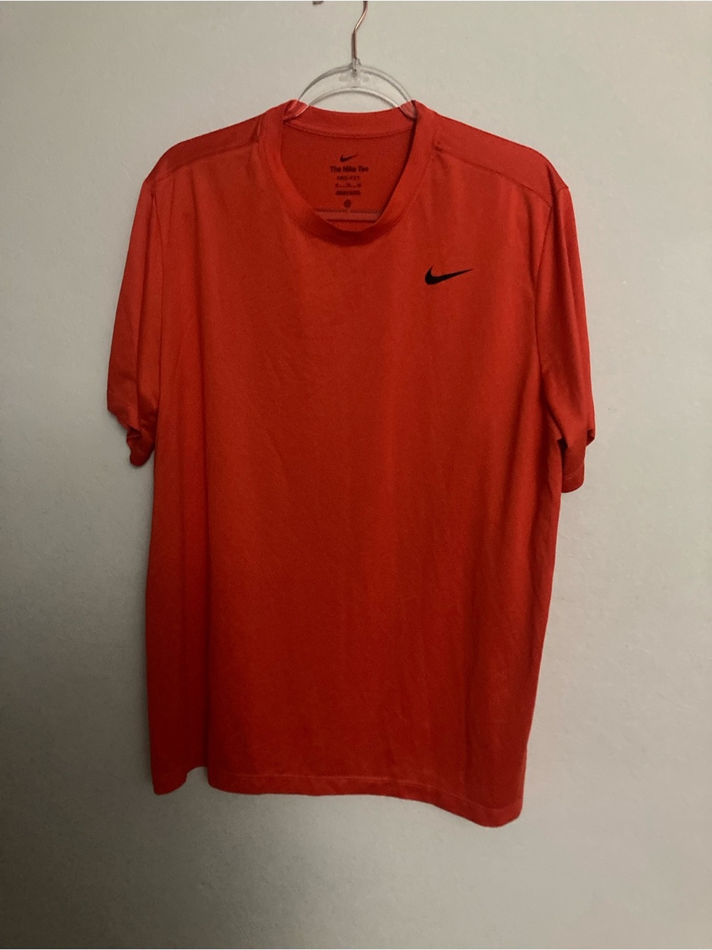 Nike Orange Short Sleeve Performance Tee with Black Swoosh